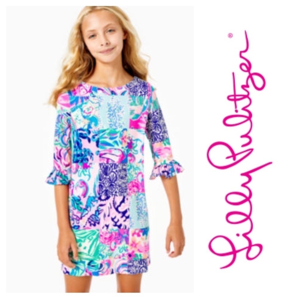 Lilly Pulitzer UPF 50+ Mini Sophie Ruffle Dress in Patch to Match Size L (8-10)